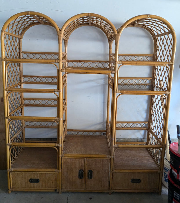 Vintage Wicker Wall Unit