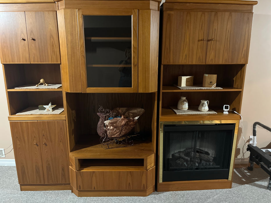 Vintage Teak Fireplace Wall Unit