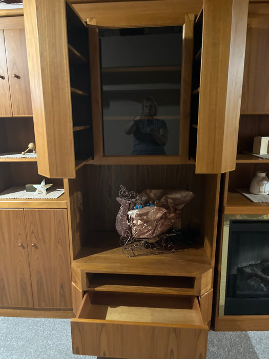 Vintage Teak Fireplace Wall Unit